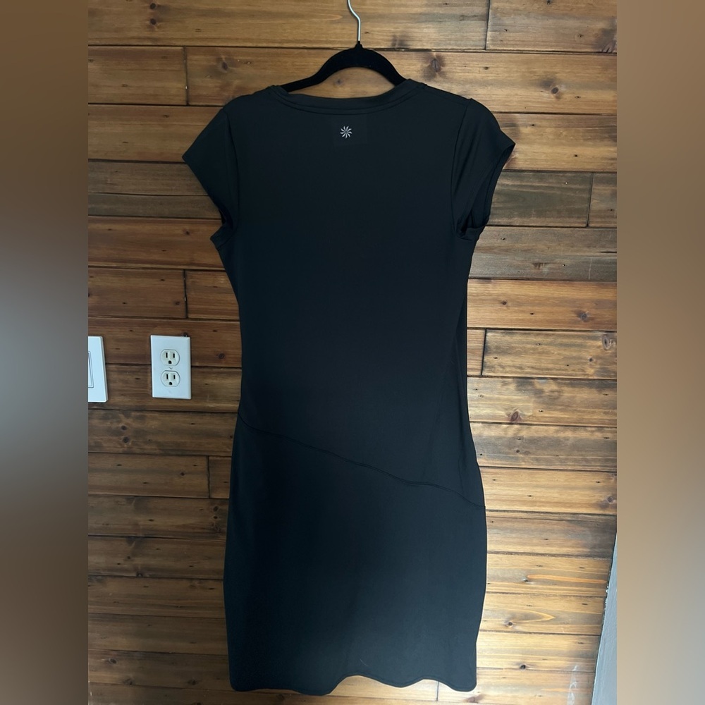 Athleta Nectar Faux Wrap Dress Black Women's Size Medium/tall - Picture 5 of 9